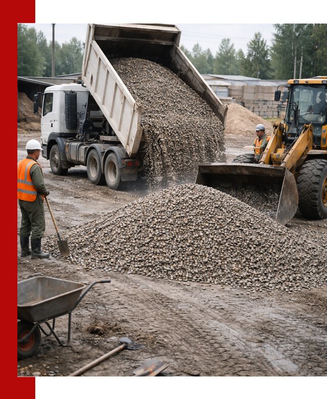 Мытый гравий с доставкой в Протвине от карьера до участка