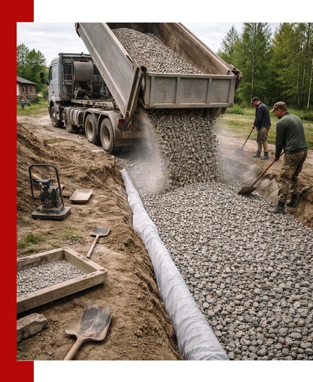 Гравий для дренажа с доставкой в Протвине качественный и недорогой