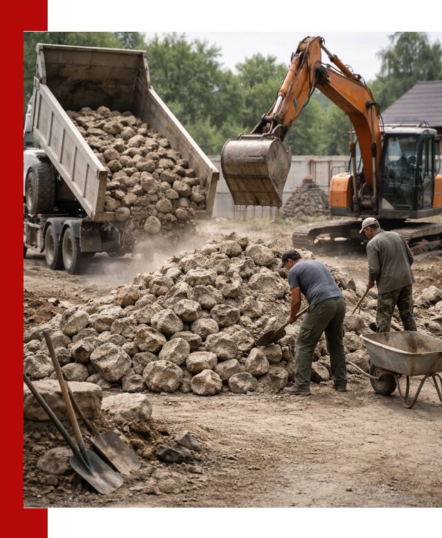 Доставка и разгрузка бутового камня в Протвине