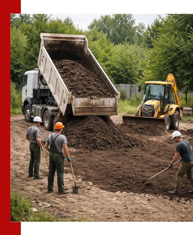 Доставка и укладка грунта для выравнивания участка в Протвине