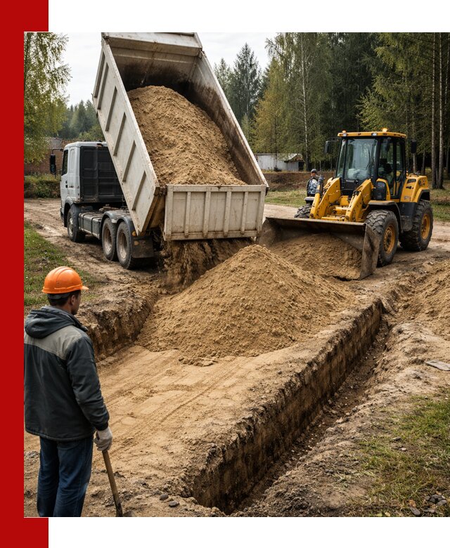 Доставка песчаного грунта в Протвине для строительных работ