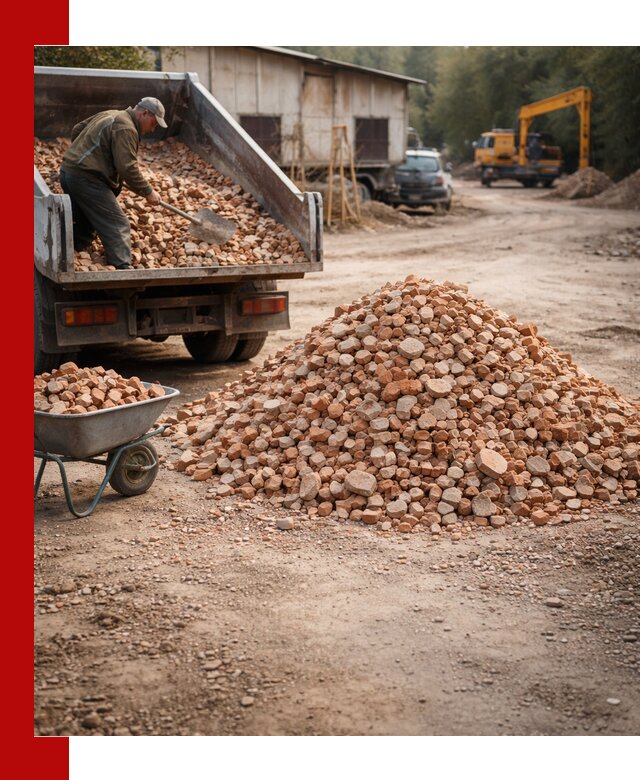 Доставка и подушка из боя кирпича с разгрузкой в Протвине
