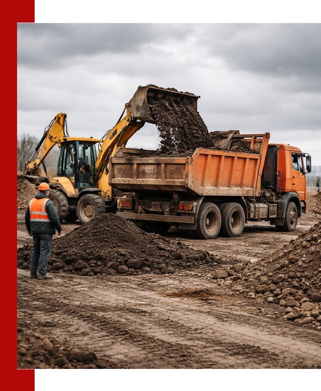 Вывоз грунта и строительного мусора в Протвине грузовыми самосвалами