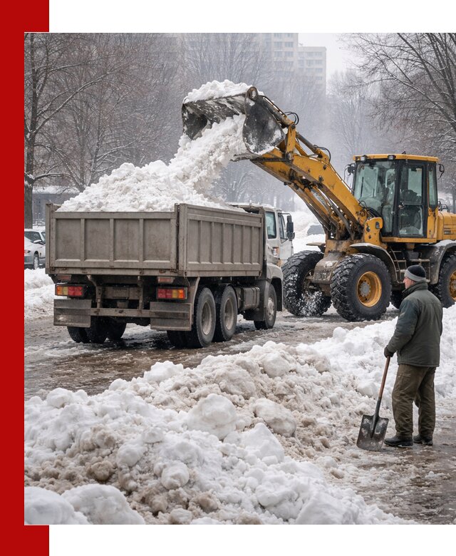 Вывоз снега грузовой техникой в Протвине оперативно и чисто