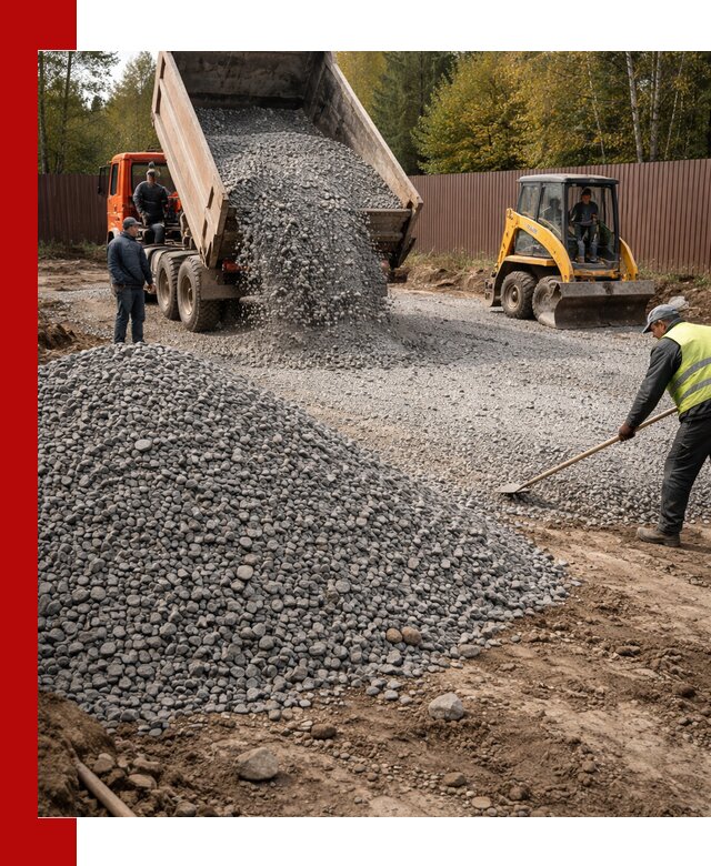 Отсыпка участка щебнем с доставкой и уплотнением в Протвине
